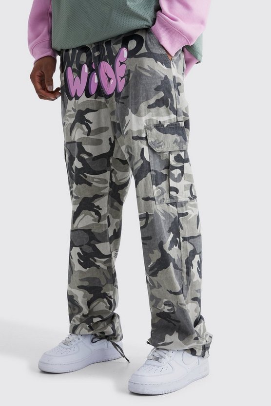 Lockere Camouflage Cargo-Hose mit Print