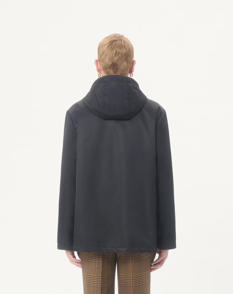 Nylon hættetrøje med V-logo-mærke