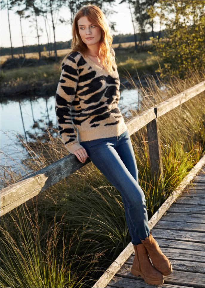 Strickpullover mit Animal-Muster