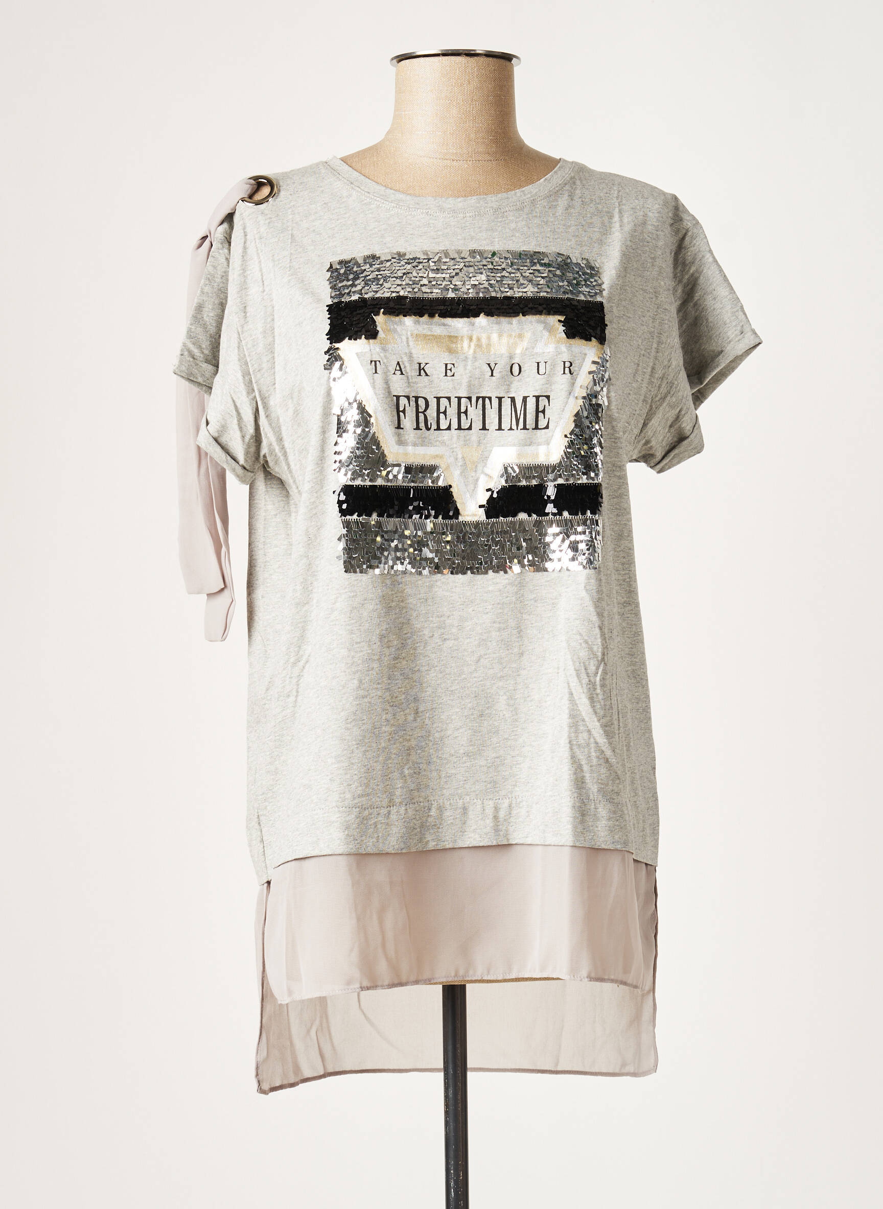 Bluoltre Tuniquemanchecourte Femme couleur gris