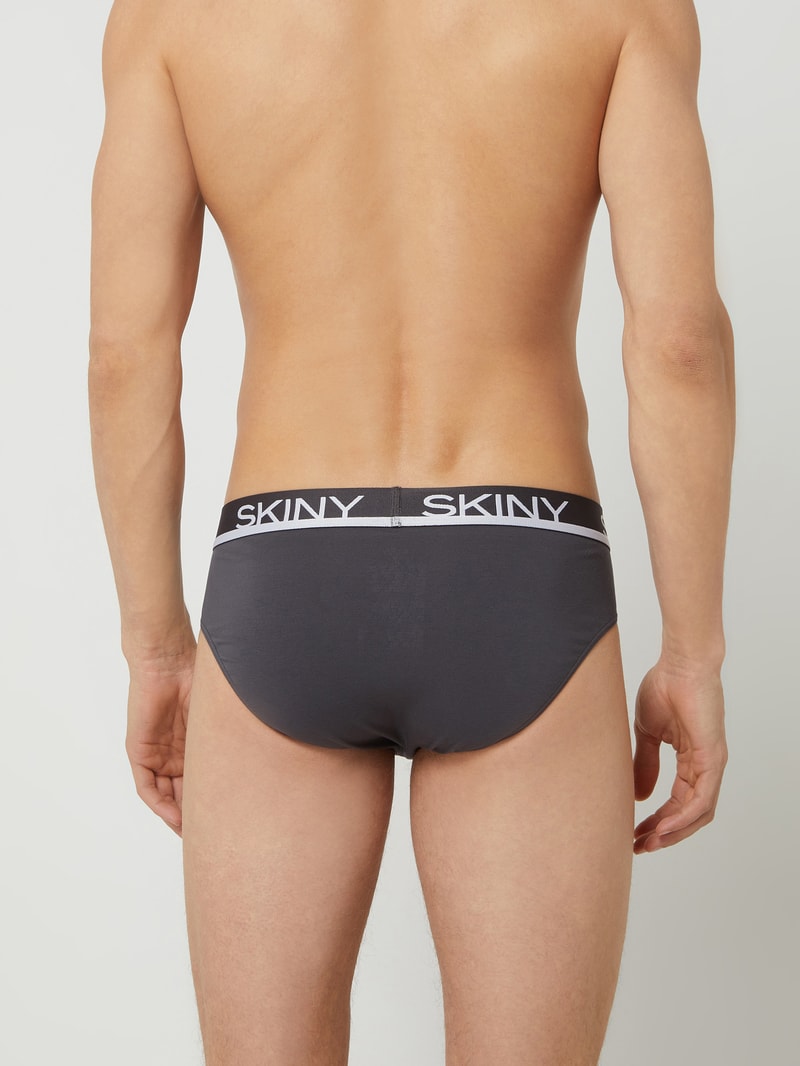 Slip mit Stretch-Anteil im 3er-Pack in mittelgrau meliert