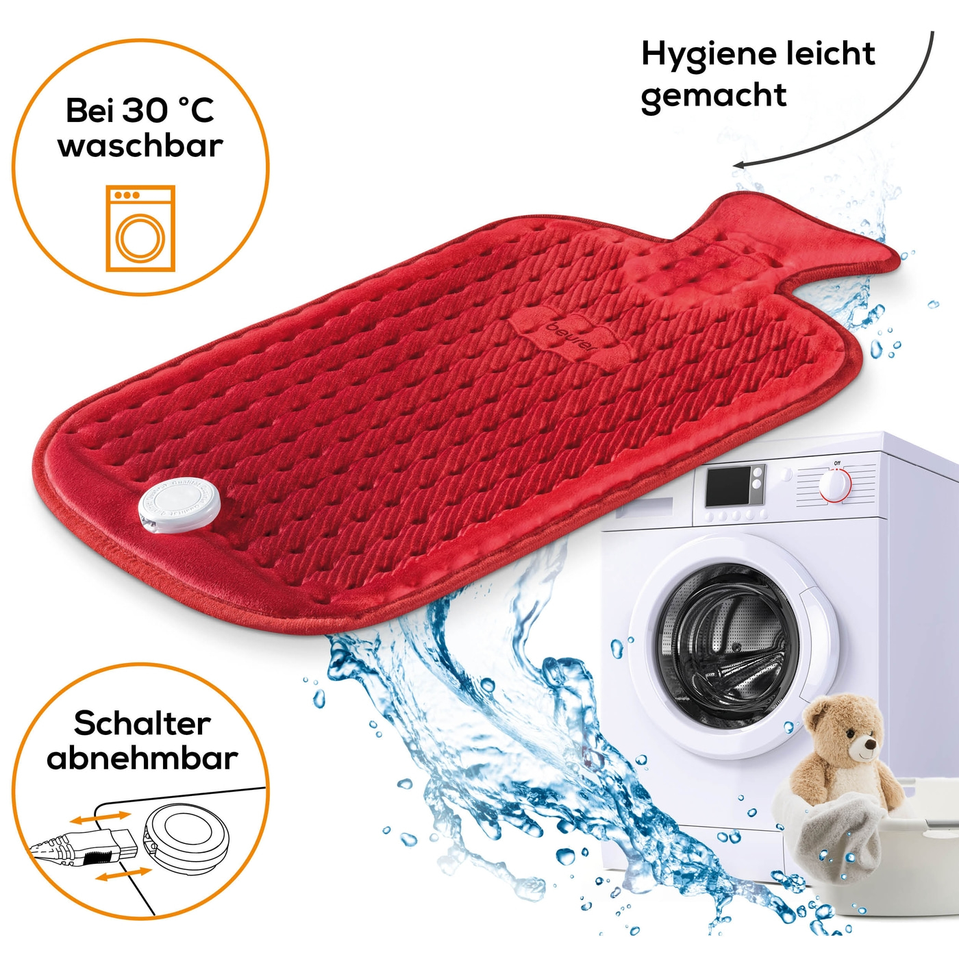 Beurer Heizkissen HK 44-Heizkissen im stylischen Wärmflaschen-Design & 3 Wärmestufen