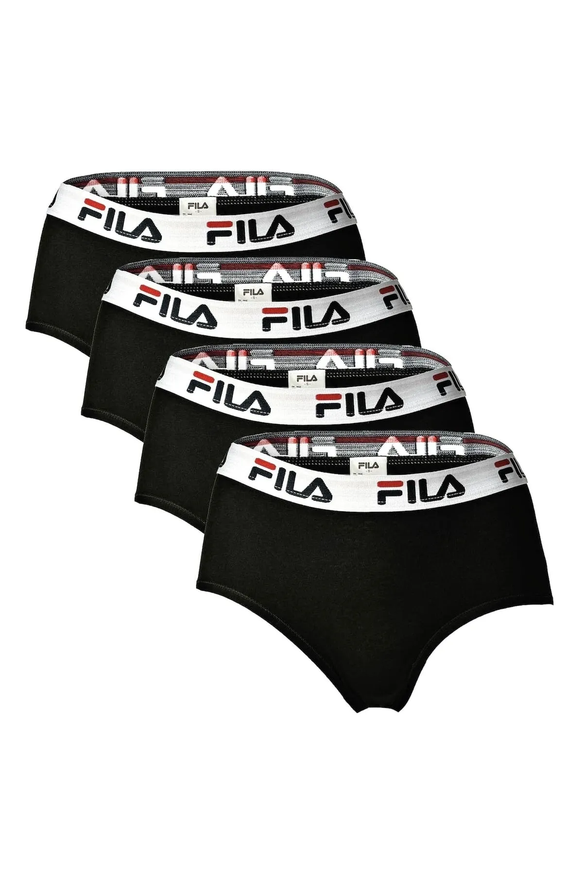 FILA  Damen Hipster - 4er Pack Slip, Logo-Bund, Cotton Stretch, einfarbig