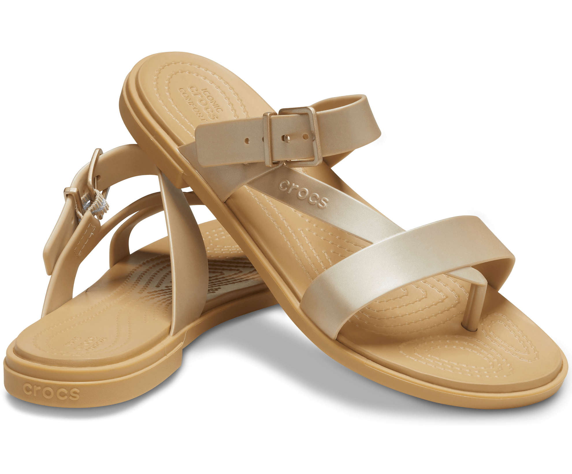 Women's Crocs Tulum Metallic Toe Post Sandal