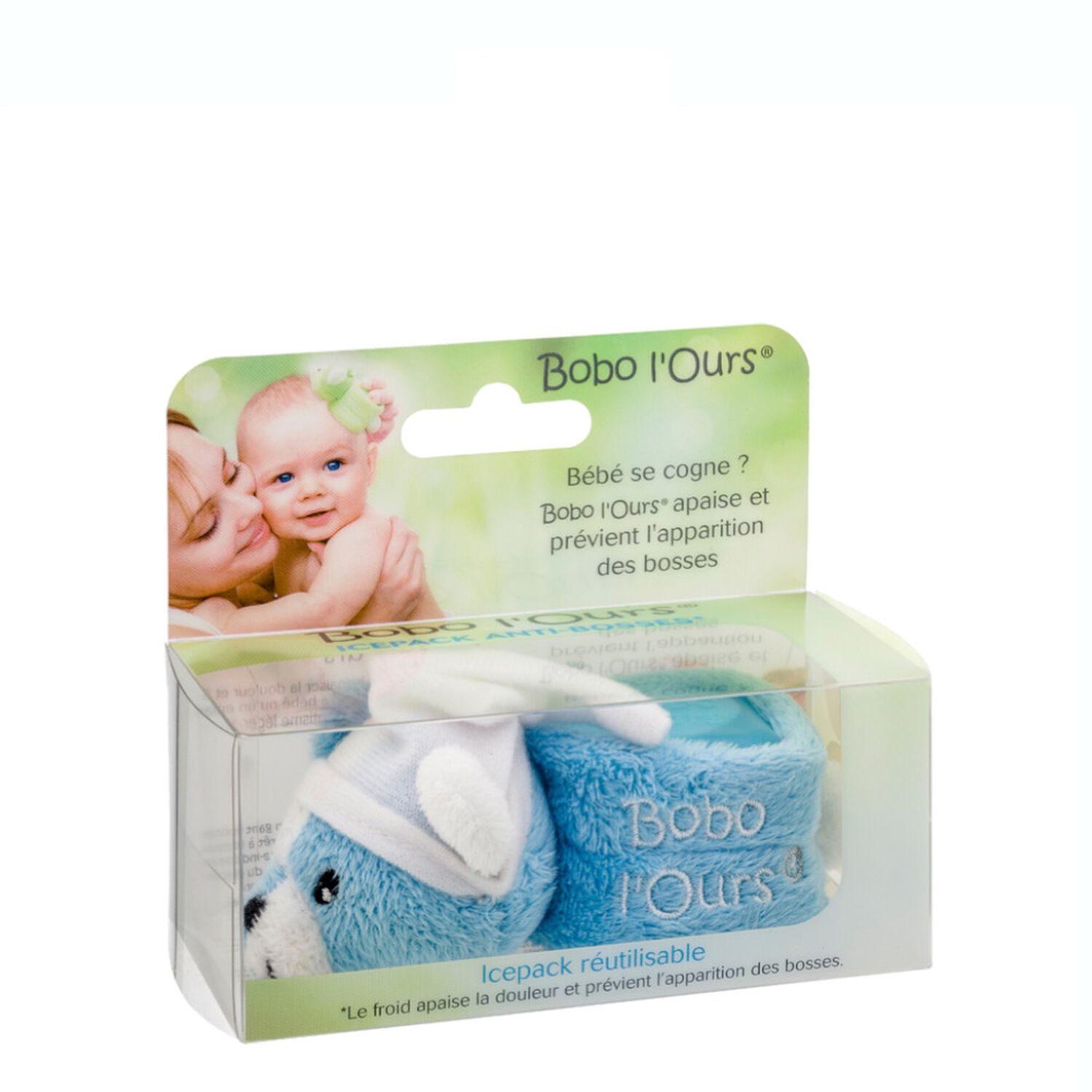 Alphanova Bébé Bobo l'Ours Bleu - Glaçon Ludique Anti-Bosses