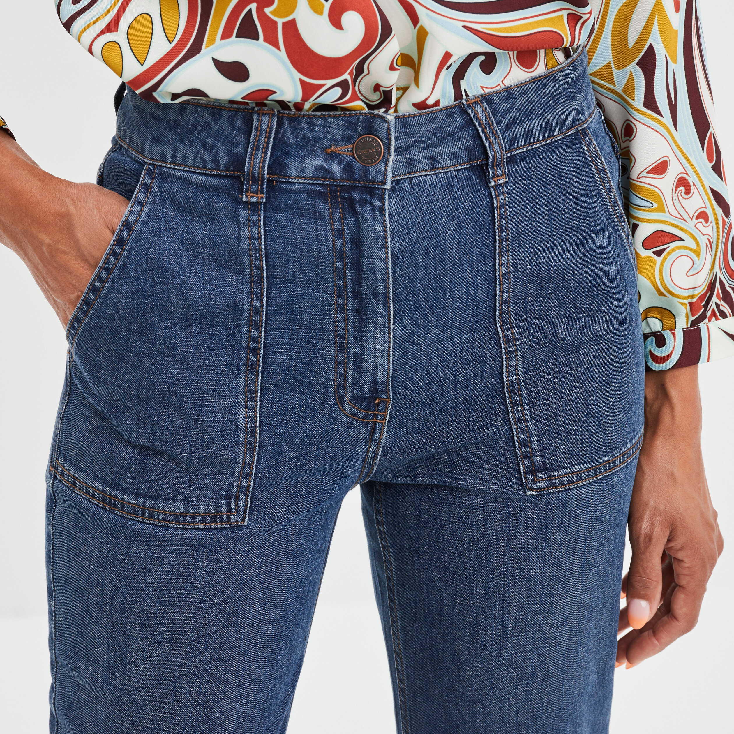 Jeans bootcut taille standard denim brut femme | La Halle