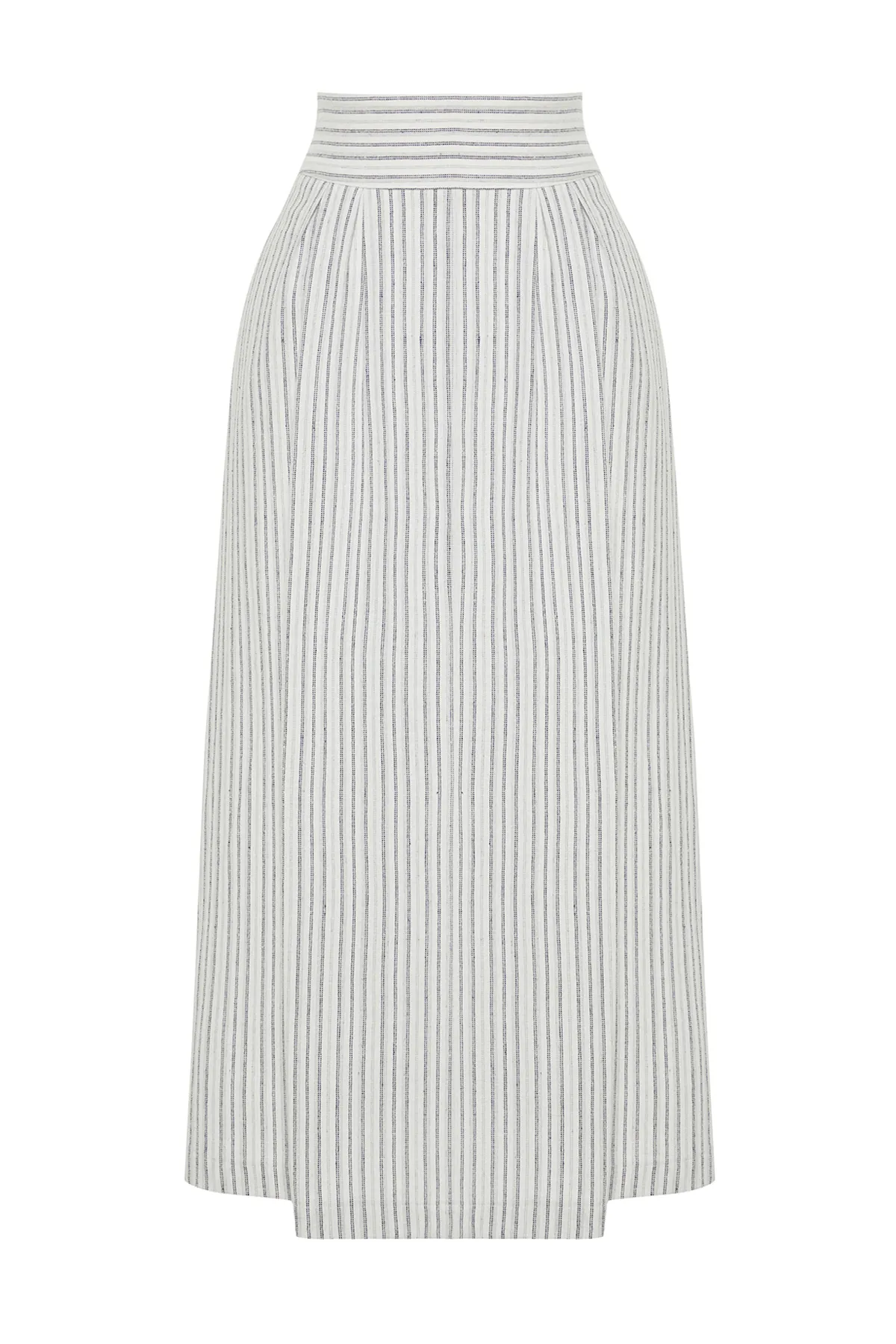 Trendyol Modest  Ecru gestreifter, gewebter Rock in Leinenoptik mit Taschendetail TCTSS24EE00007