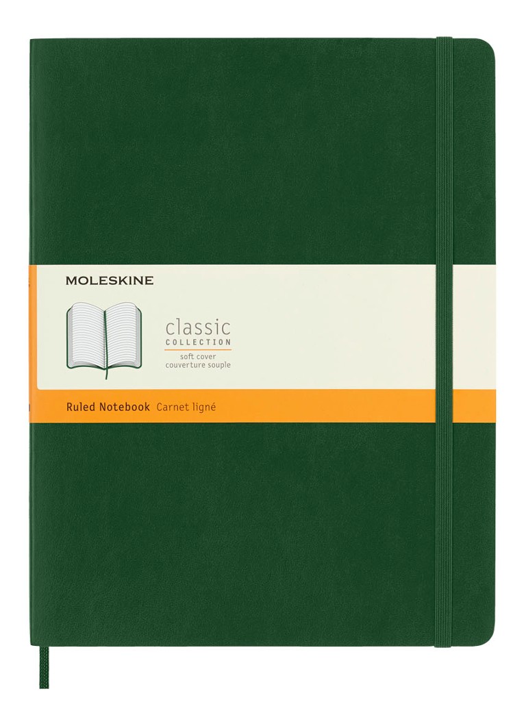Caiet Moleskine XL, verde, copertă moale.