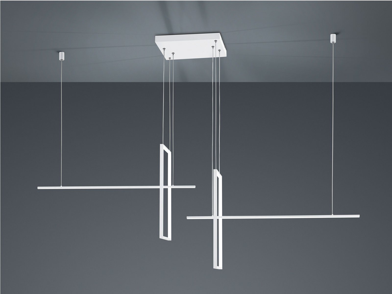 TRIO LED Pendelleuchte, Dimmfunktion, LED fest integriert, Warmweiß bis Neutralweiß, groß-e Designer Lampe-n hängend für übern Esstisch, 200cm, Schwarz