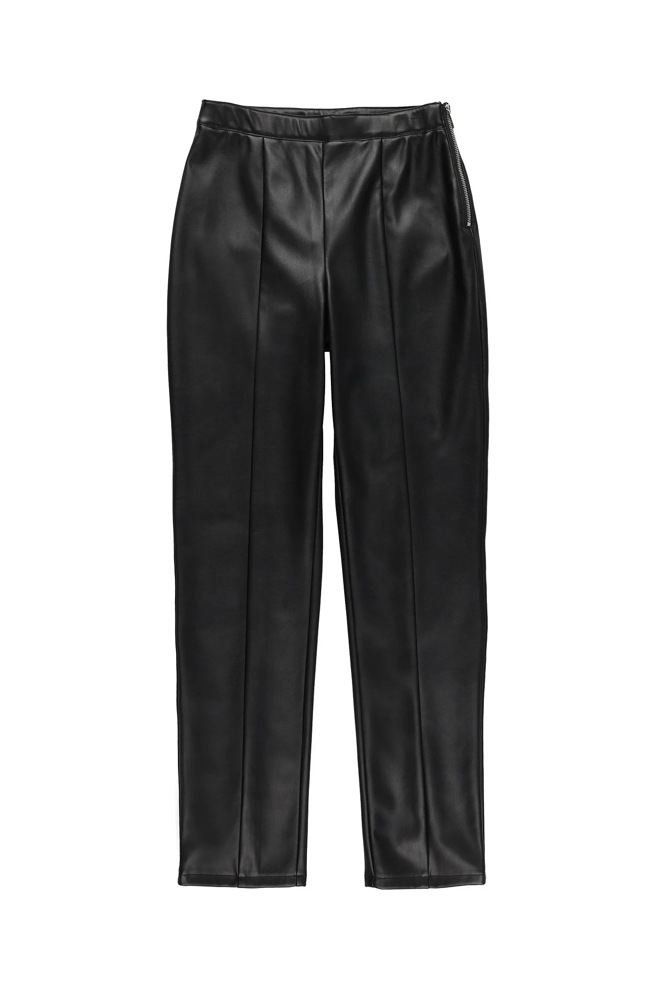 Figurbetonte PU-Hose mit hoher Taille