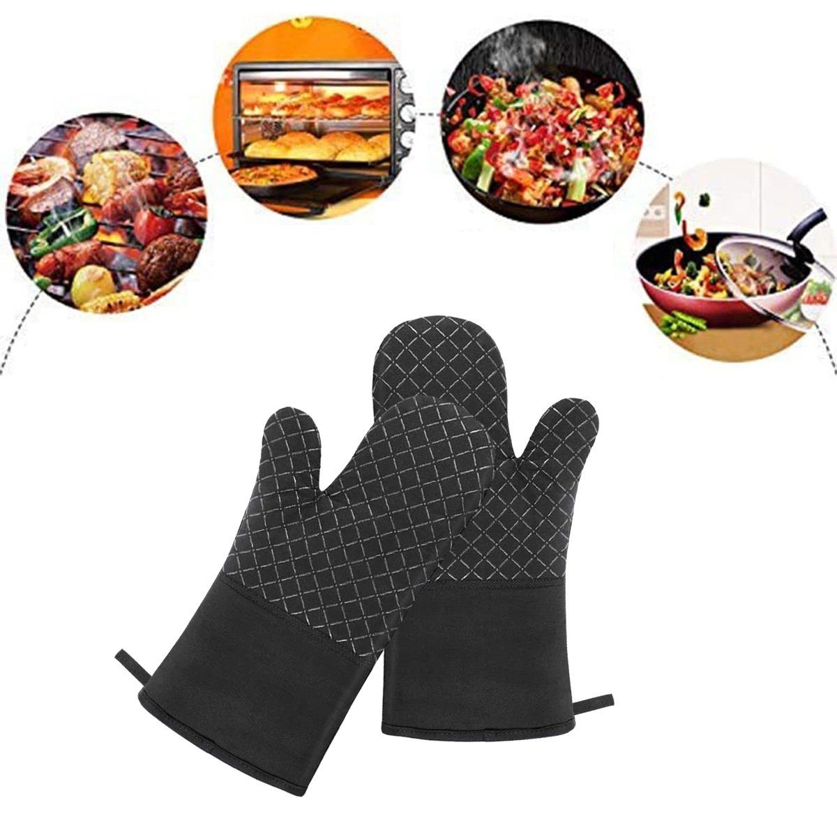 Juoungle Topfhandschuhe Ofenhandschuhe Topflappen Handschuh Backhandschuhe Kochhandschuhe