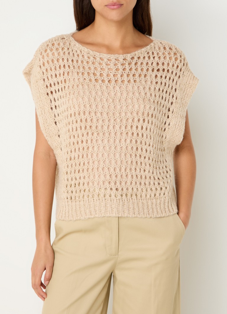 Cardigan Benetton a maglia grossa con motivo traforato e lurex