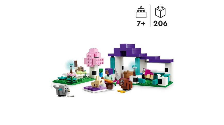 LEGO Minecraft 21253 Das Tierheim, Spielzeug mit Tieren zum Videospiel