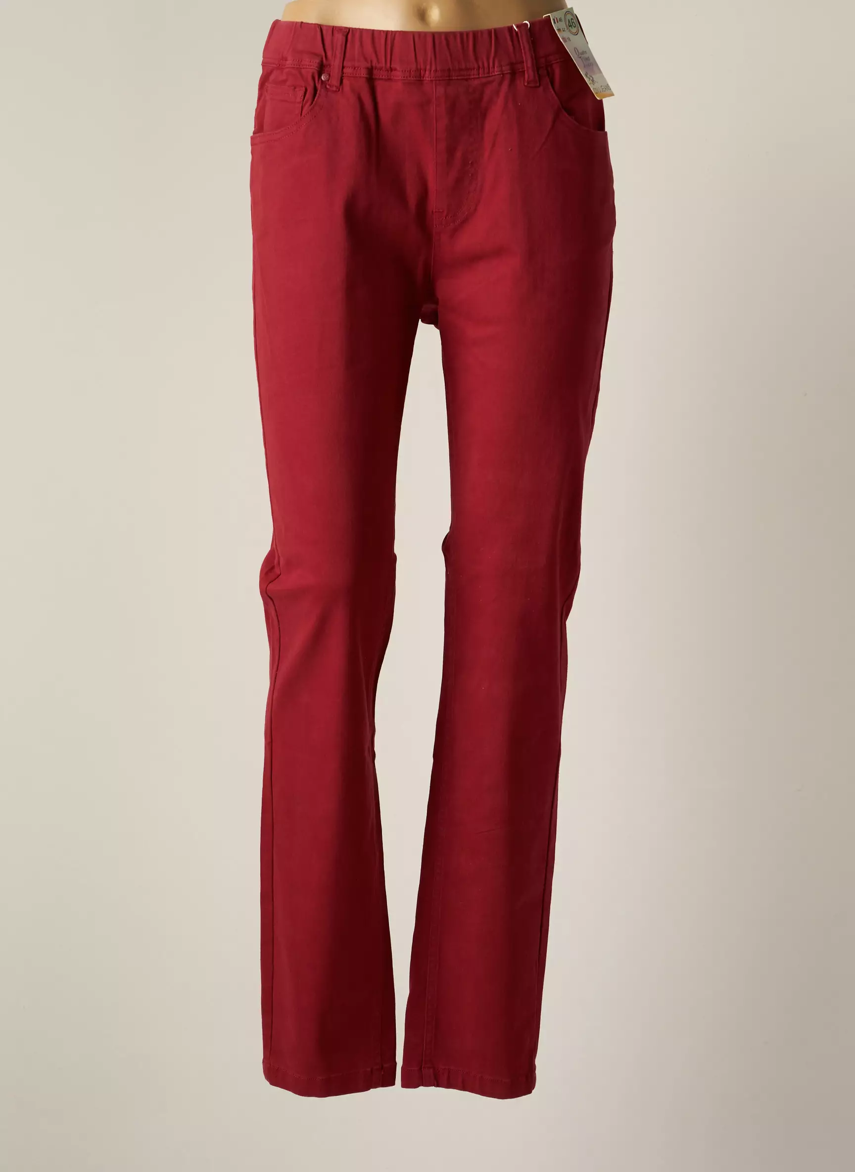 Quatre Vingt Jours Pantalons Droits Femme couleur rouge