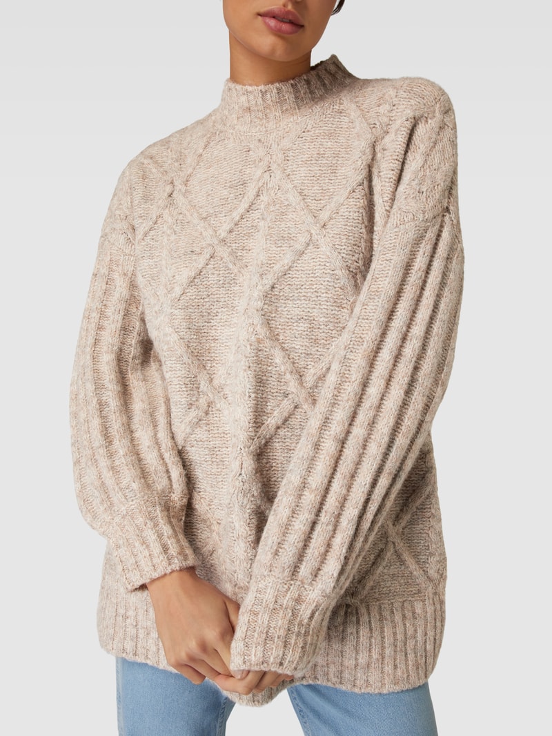 Strickkleid mit Stehkragen Modell 'SAGE' in ecru