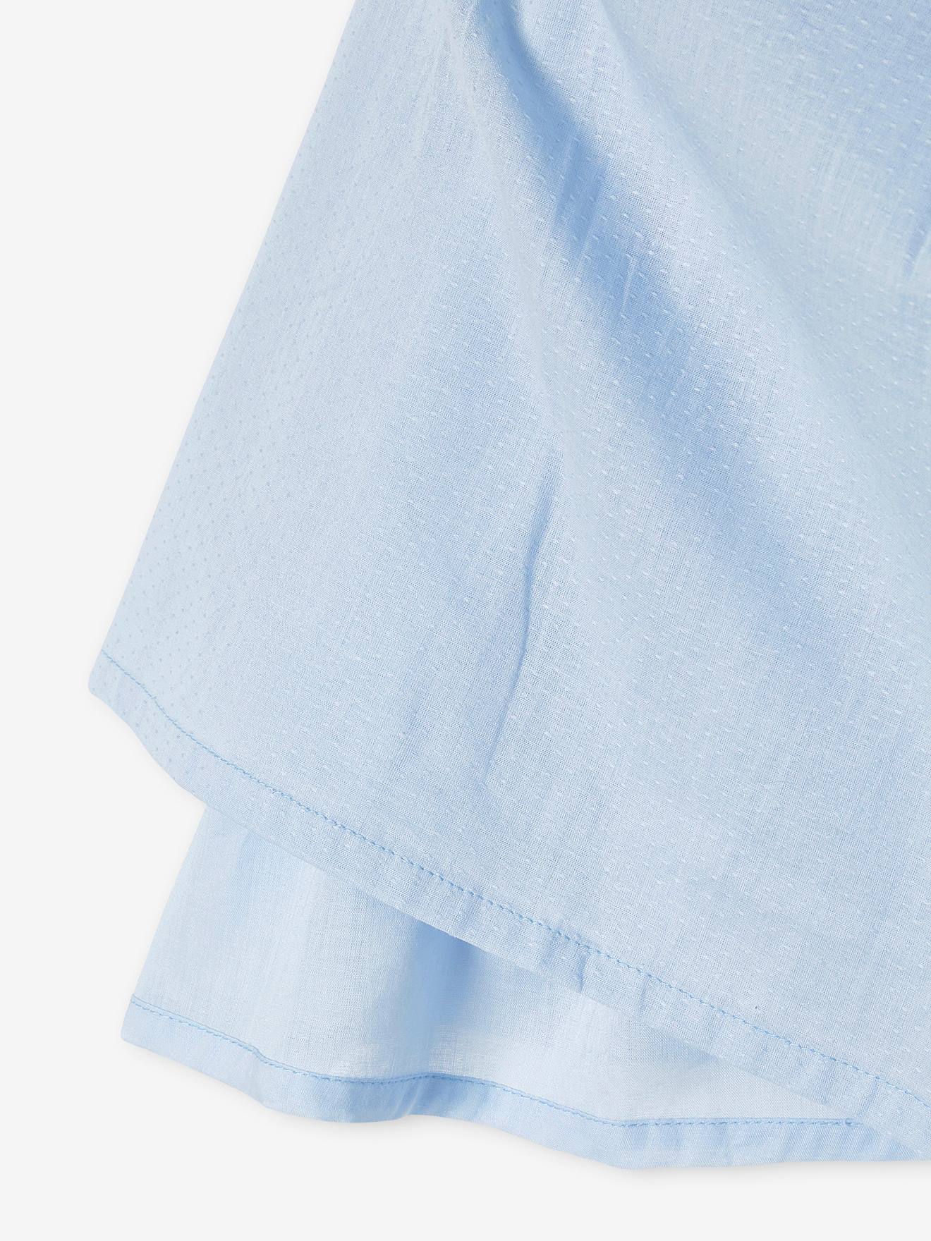 Robe de cérémonie volantée dos nu fille bleu ciel