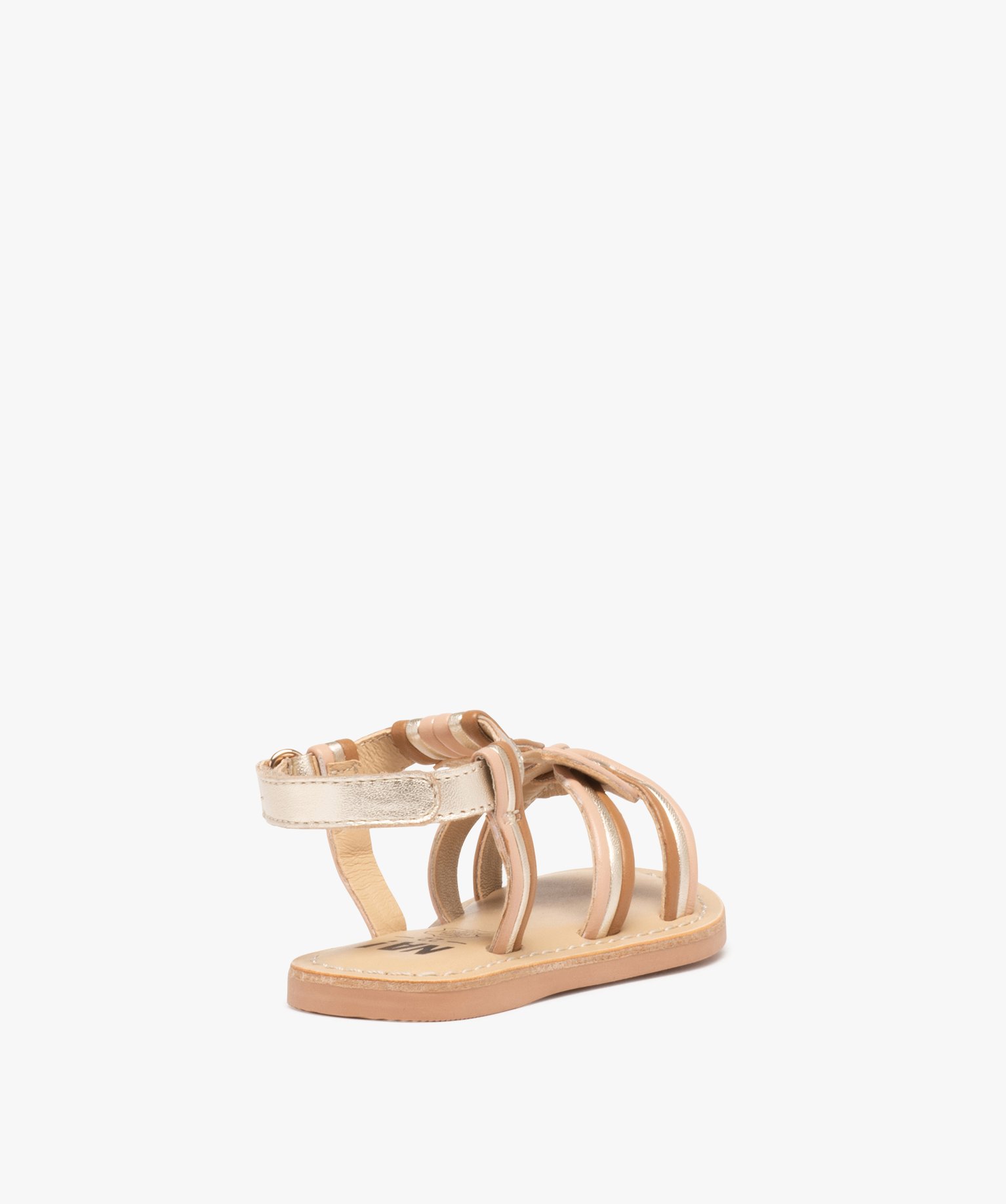 Sandales bébé fille en cuir à brides tressées effet mét... multicolore | GEMO