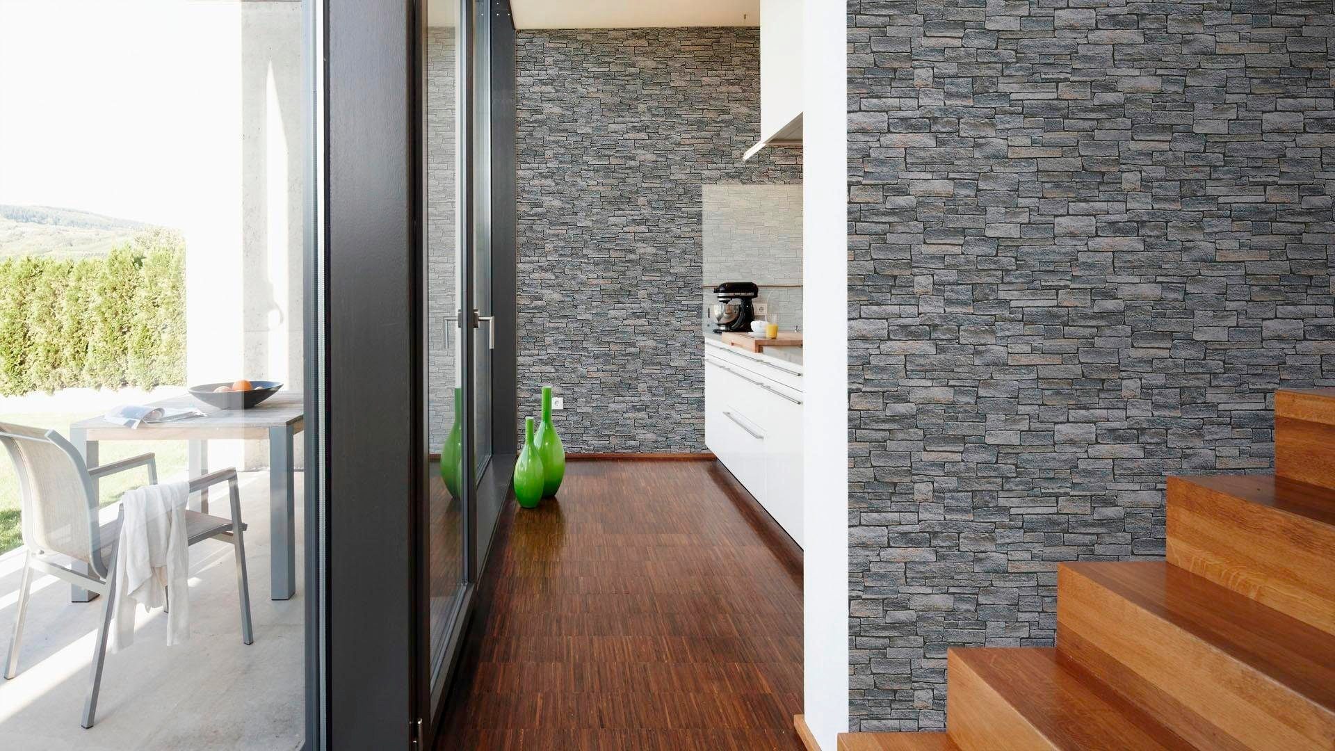 living walls Vliestapete Best of Wood`n Stone 2nd Edition, Steinoptik, Steintapete matt leicht strukturiert