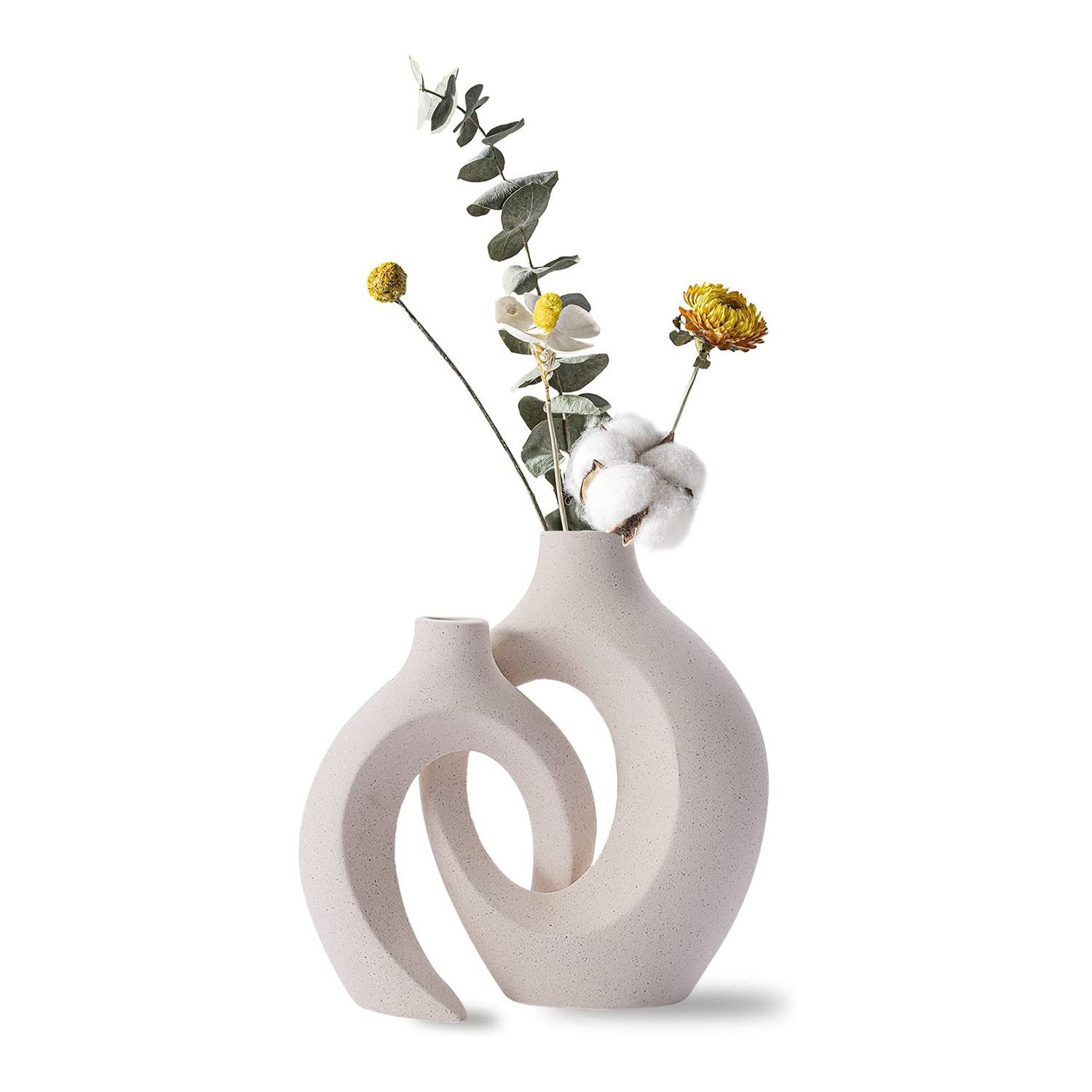 Vicbuy Dekovase 2er Keramik Vase, Pampasgras Vasen matt (Handgefertigte Getrocknete Blumenbehälter, Boho Blumenpflanzenbehälter, Kunsthandwerk Ornamente, Wohnkultur, für Haus), Büro, Geschenk für Hochzeit, Weihnachten