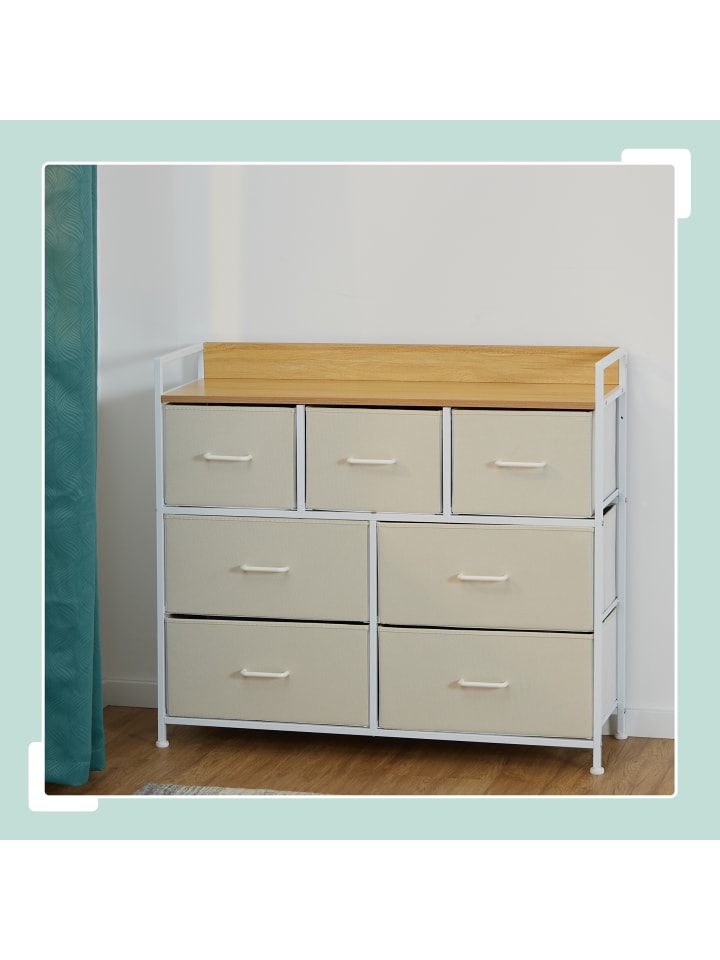relaxdays Kommode in Beige/ Weiß - (B)100 x (H)85 x (T)30,5 cm günstig kaufen onesize