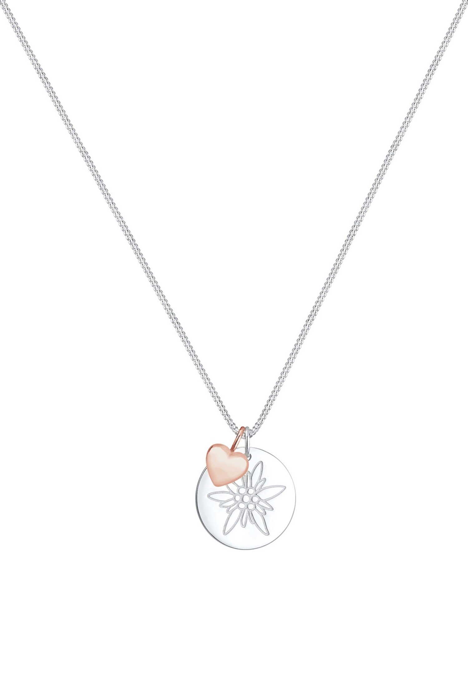 Ciondolo a forma di cuore Elli Edelweiss bicolore in argento 925
