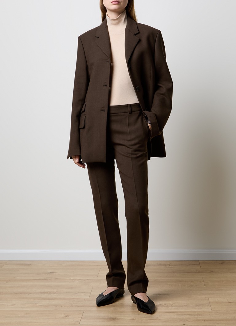 Pantaloni slim fit a vita media TOTEME in misto lana con tasche laterali