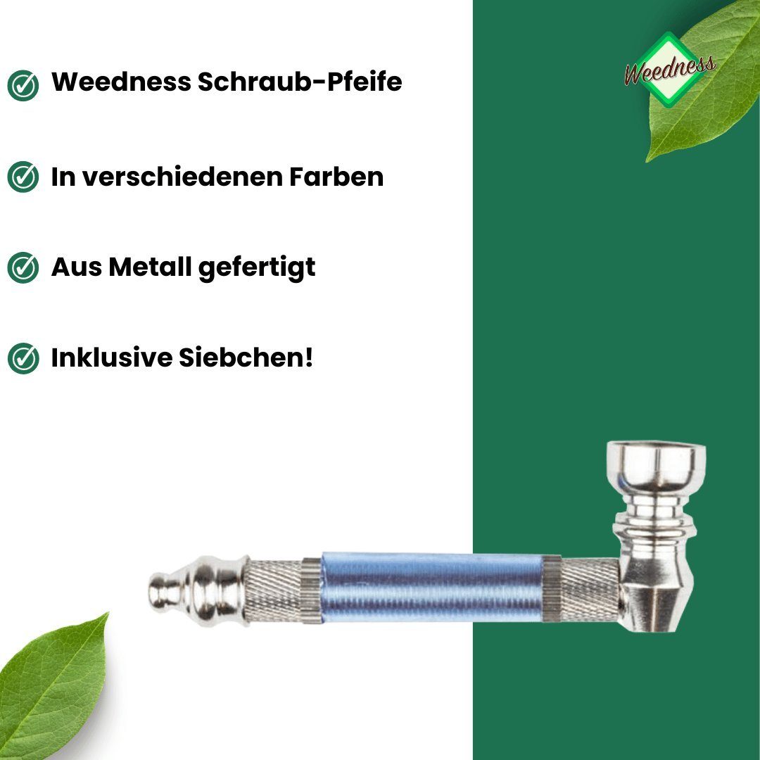 Weedness Handpfeife Schraub-Pfeife 10 cm Schraubpfeife Pipe Metall Tabak