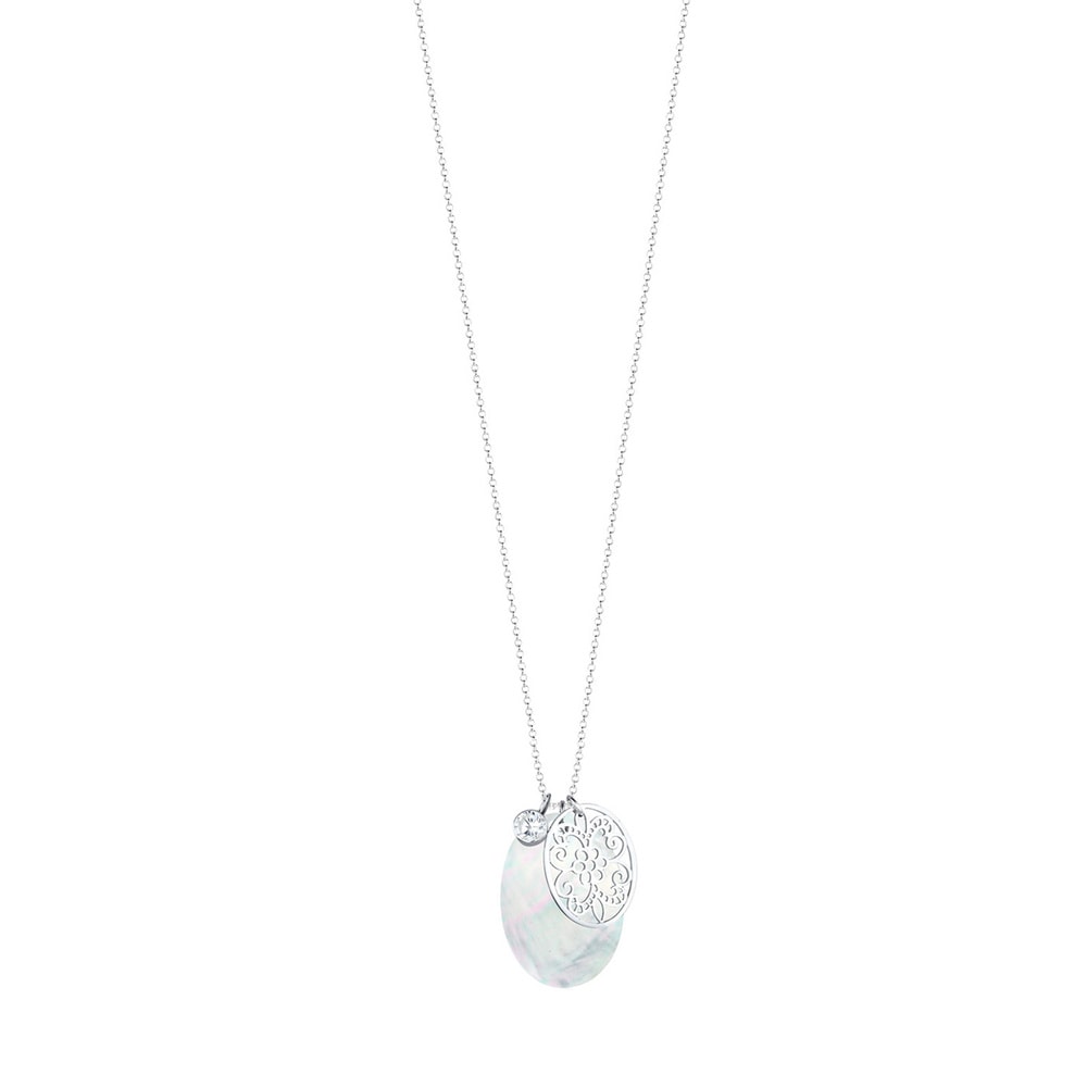 Elli Elli Collier Femme Ornement Nacre avec Zirconia - (925/1000) Argent collier