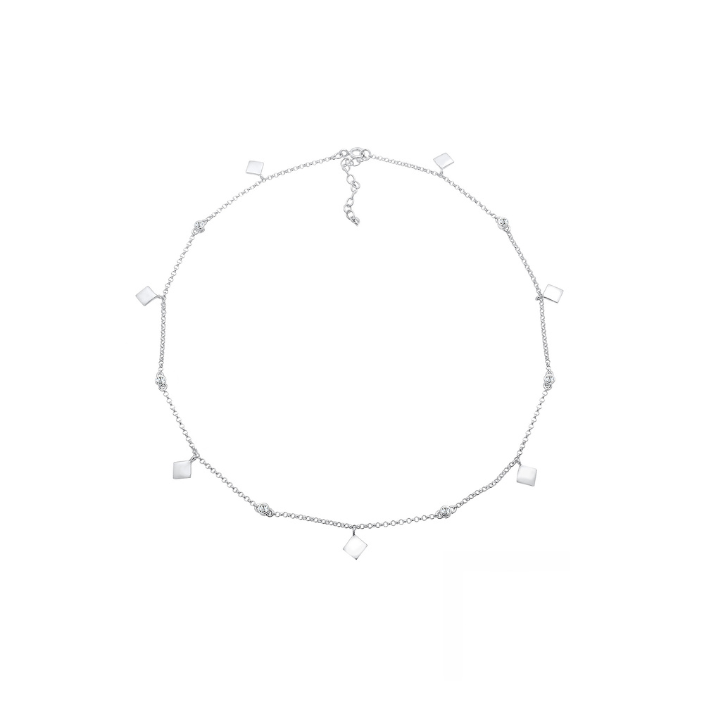 Elli Elli Collier Femmes Choker Solitaire Étincelant Géo avec Cristaux en Argent Sterl collier