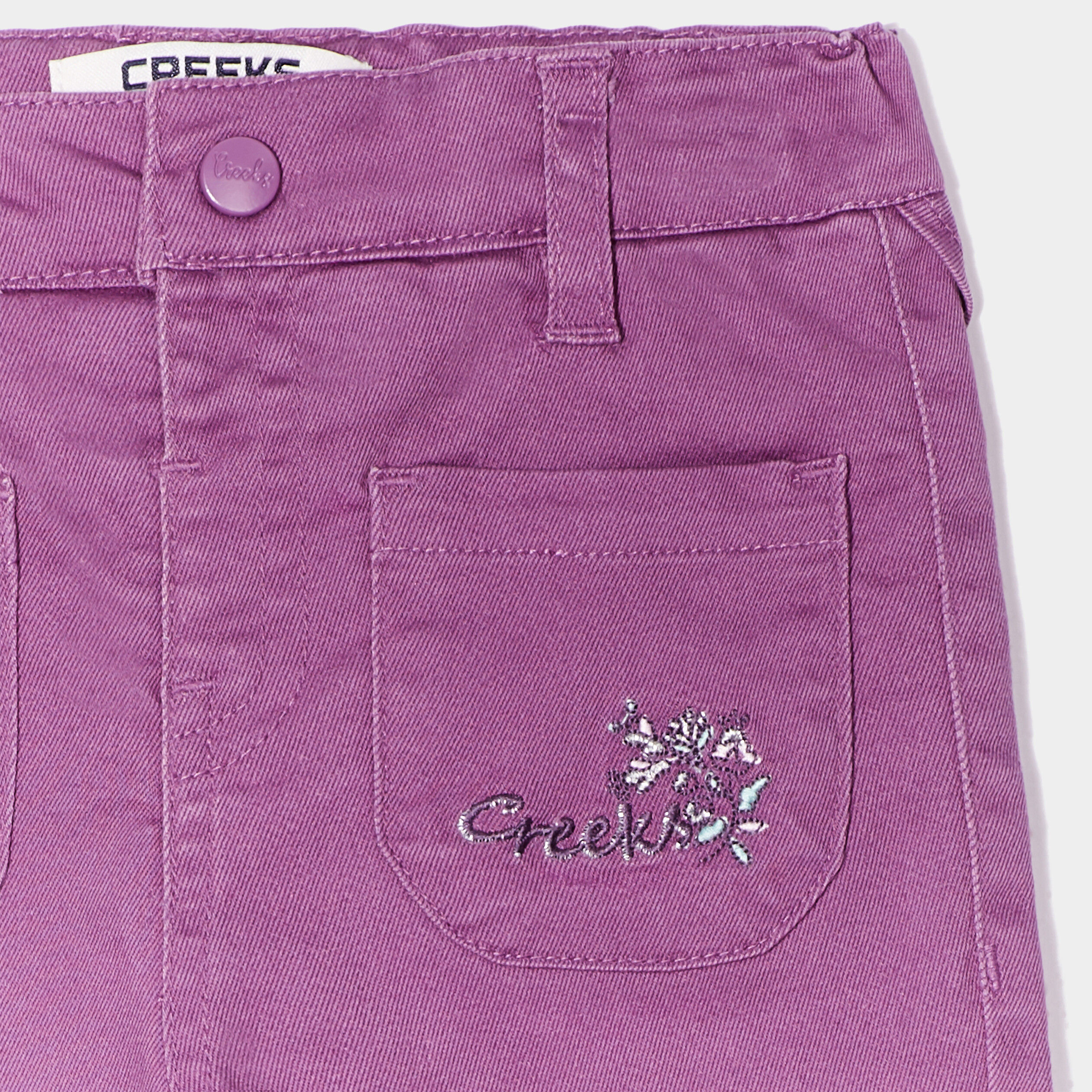 Pantalon twill poches plaquées Creeks violet clair bébé fille | La Halle