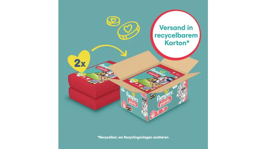 Pampers Baby-Dry Pants Paw Patrol Windeln Gr.4 Maxi 9-15kg Monatsbox