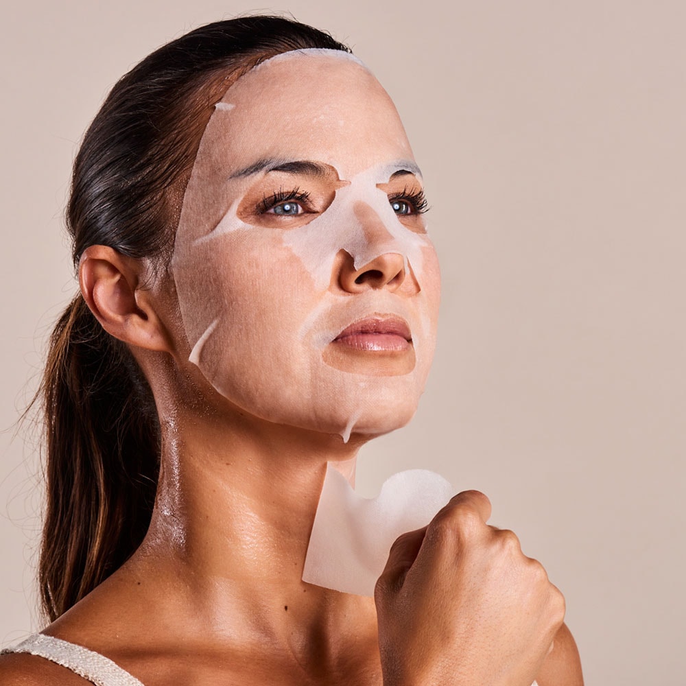 iroha Masque visage et cou - ANTI-RIDES ET ANTI-ÂGE - Collagène -Clean Beauty Masque Visage et Cou en tissu 100% Biodégradable