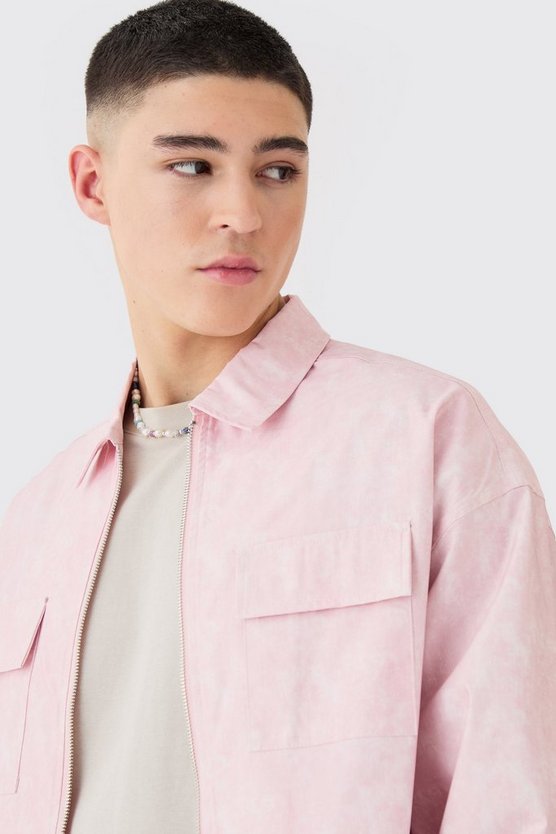 Kastiges Camouflage Overshirt mit Reißverschluss