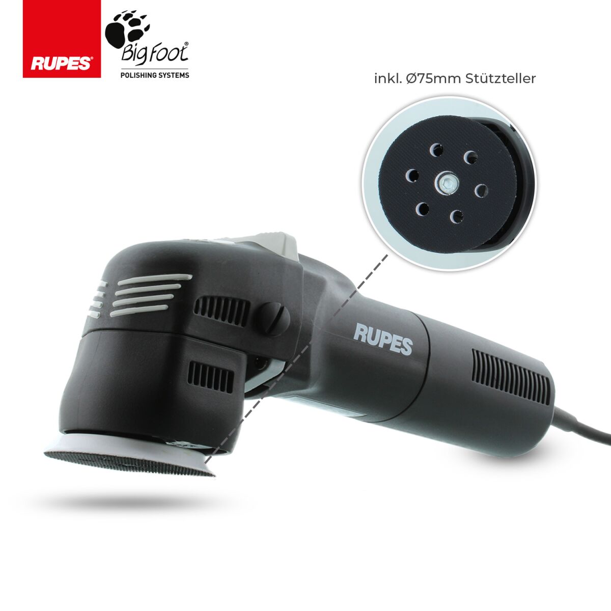 Rupes BigFoot LHR 75E Mini Exzenterpoliermaschine Basis Kit, 8-teilig