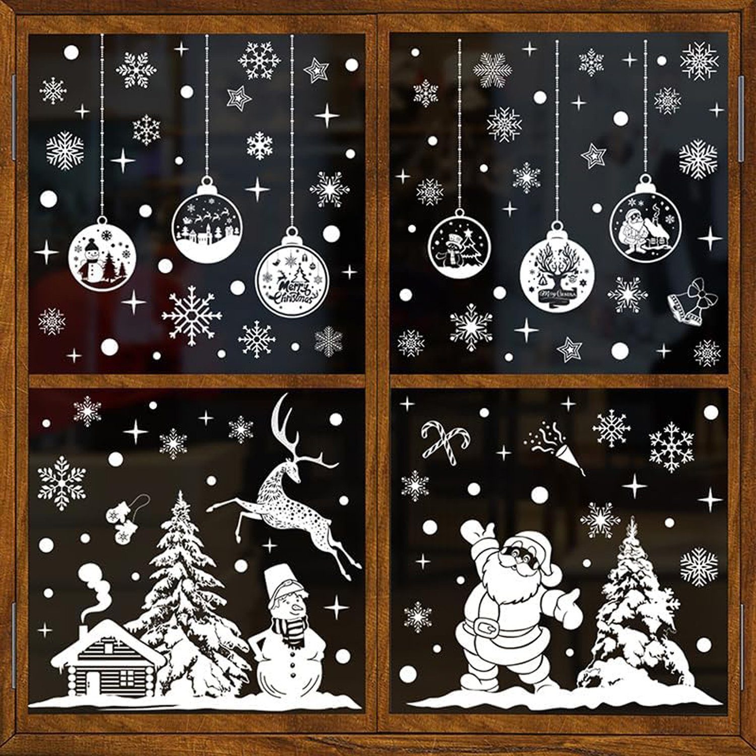 Fenstersticker Selbstklebende weiße Winteraufkleber Fensteraufkleber, aikidio, Wasserfester Wandaufkleber