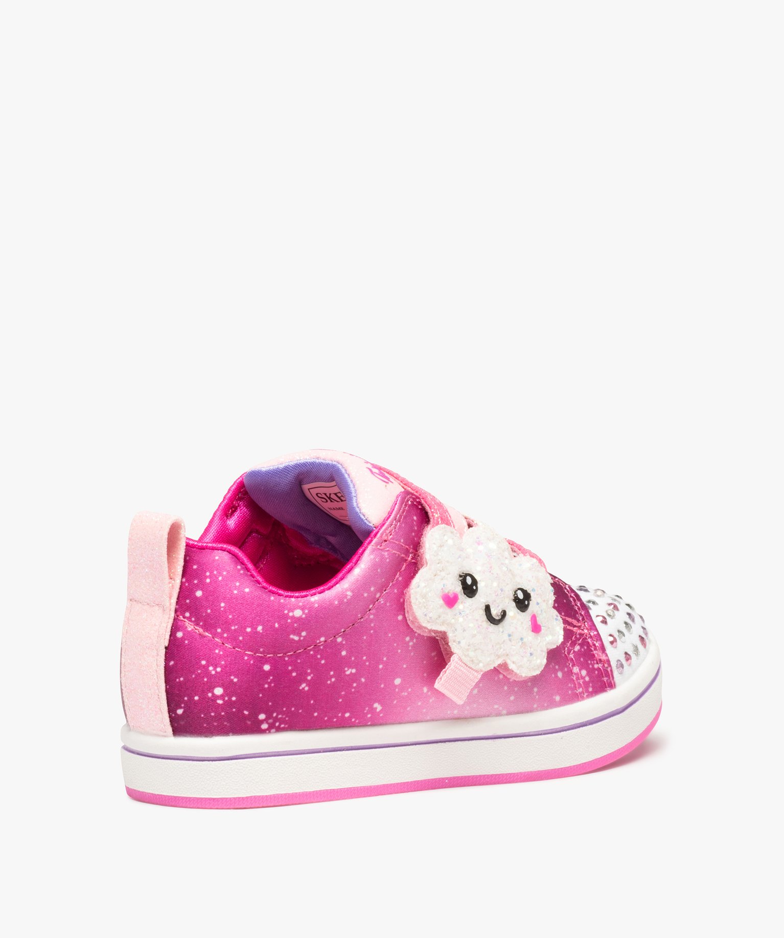 Bakets fille pailletées et lumineuses à scratch - Skechers rose | GEMO