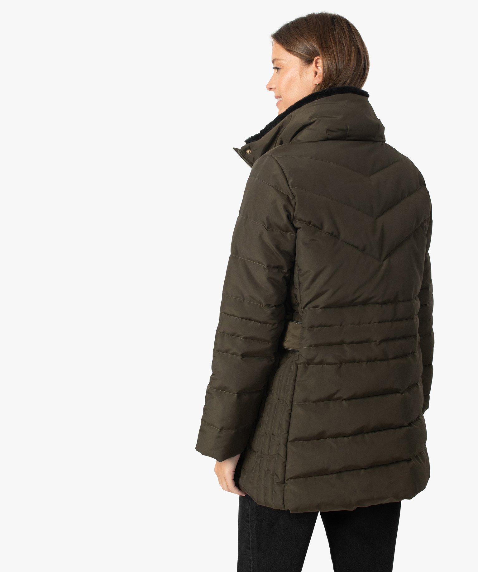 Blouson femme long matelassé avec col chaud | GEMO
