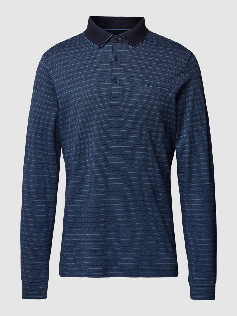 Poloshirt mit Streifenmuster in marineblau