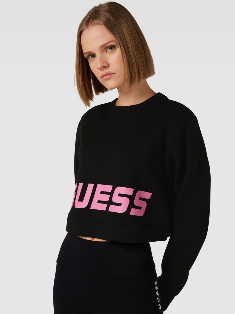 Crop Sweatshirt mit Label-Print Modell 'ALETHA' in schwarz