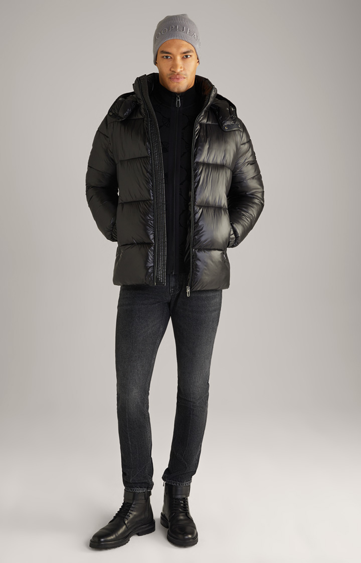 Steppjacke Ambro mit Kapuze in Schwarz