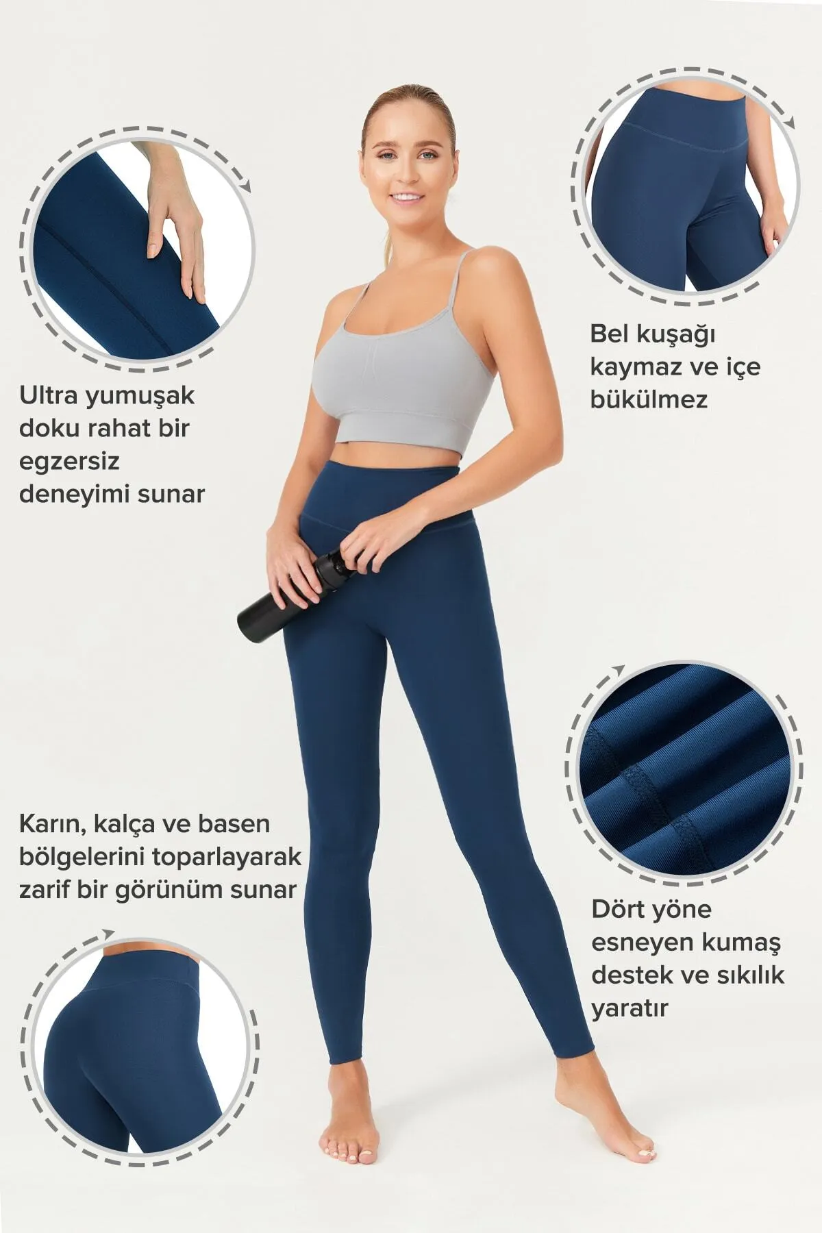LOS OJOS  Marineblaue Sportstrumpfhosen mit hoher Taille – Basics