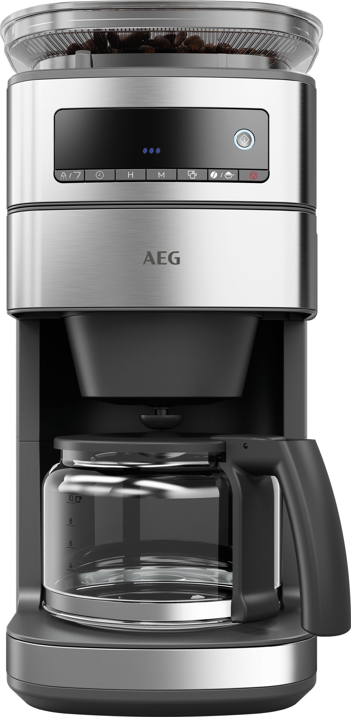 AEG Kaffeemaschine mit Mahlwerk CM6-1-5ST Gourmet 6, 1,25l Kaffeekanne, Papierfilter 1x4