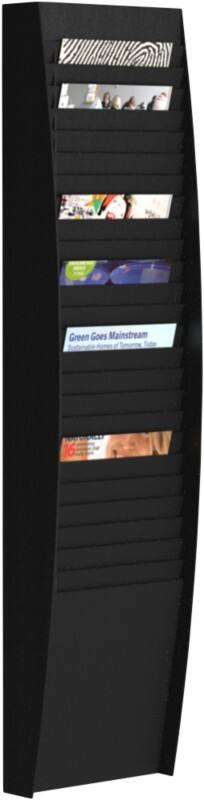 Paperflow DIN A4 Prospektständer Wandmontiert Schwarz DIN A4 V1X25.01 27,3 (B) x 112 (H) cm