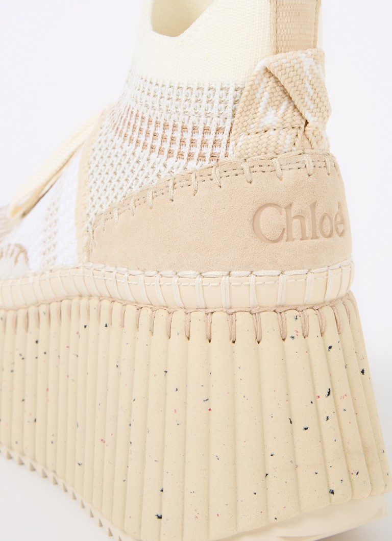 Chloé  Nama sneaker met gebreid bovenwerk en plateauzool