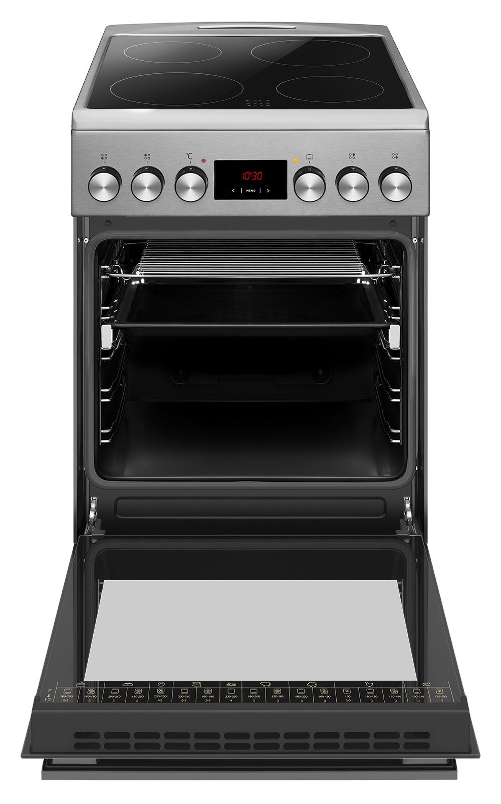 Amica Elektro-Standherd Standherd 50 cm Umluft Glaskeramik Kochfeld Teleskopauszug Softclose, mit 1-fach-Teleskopauszug, Steam Clean, 1fach Teleskopauszug/-züge, 1x75 %