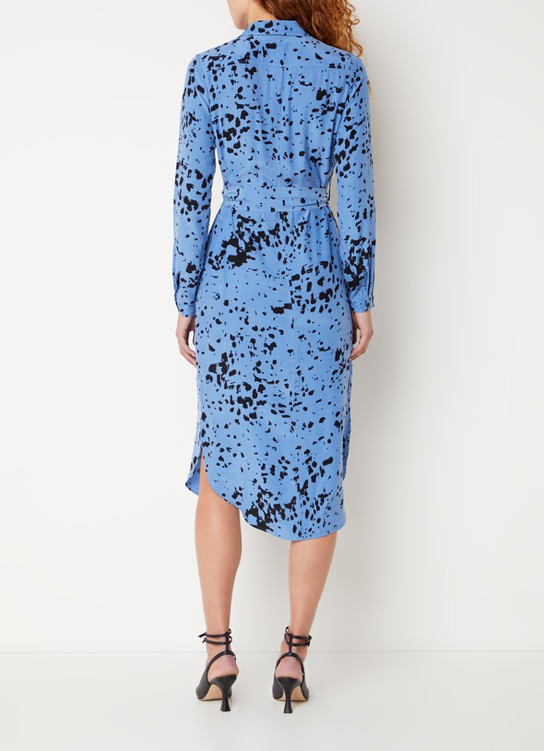 Whistles Smudged midi blouse dress with tie belt and side pockets