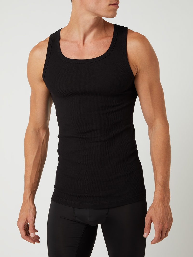 Tanktop aus Baumwolle im 2er-Pack in schwarz