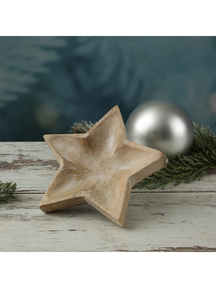 MARELIDA Dekoschale Stern Mangoholz Dekoteller L: 17cm in natur günstig kaufen onesize