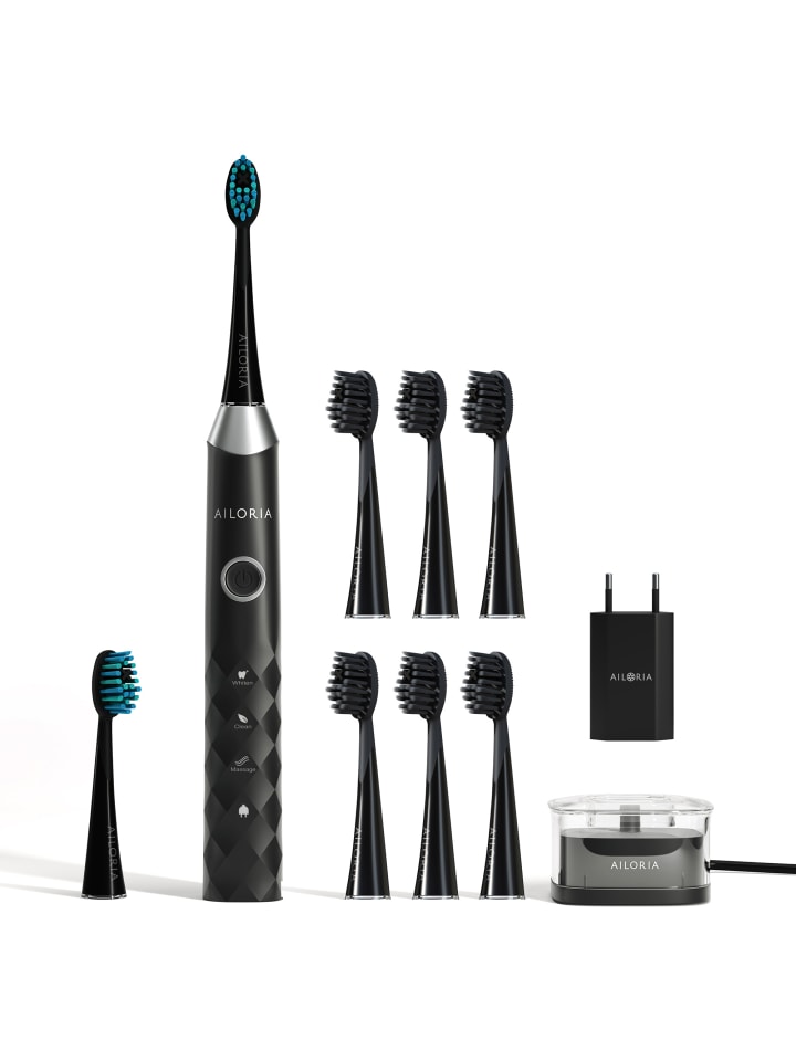 Ailoria SHINE BRIGHT SET USB-Schallzahnbürste in schwarz günstig kaufen onesize