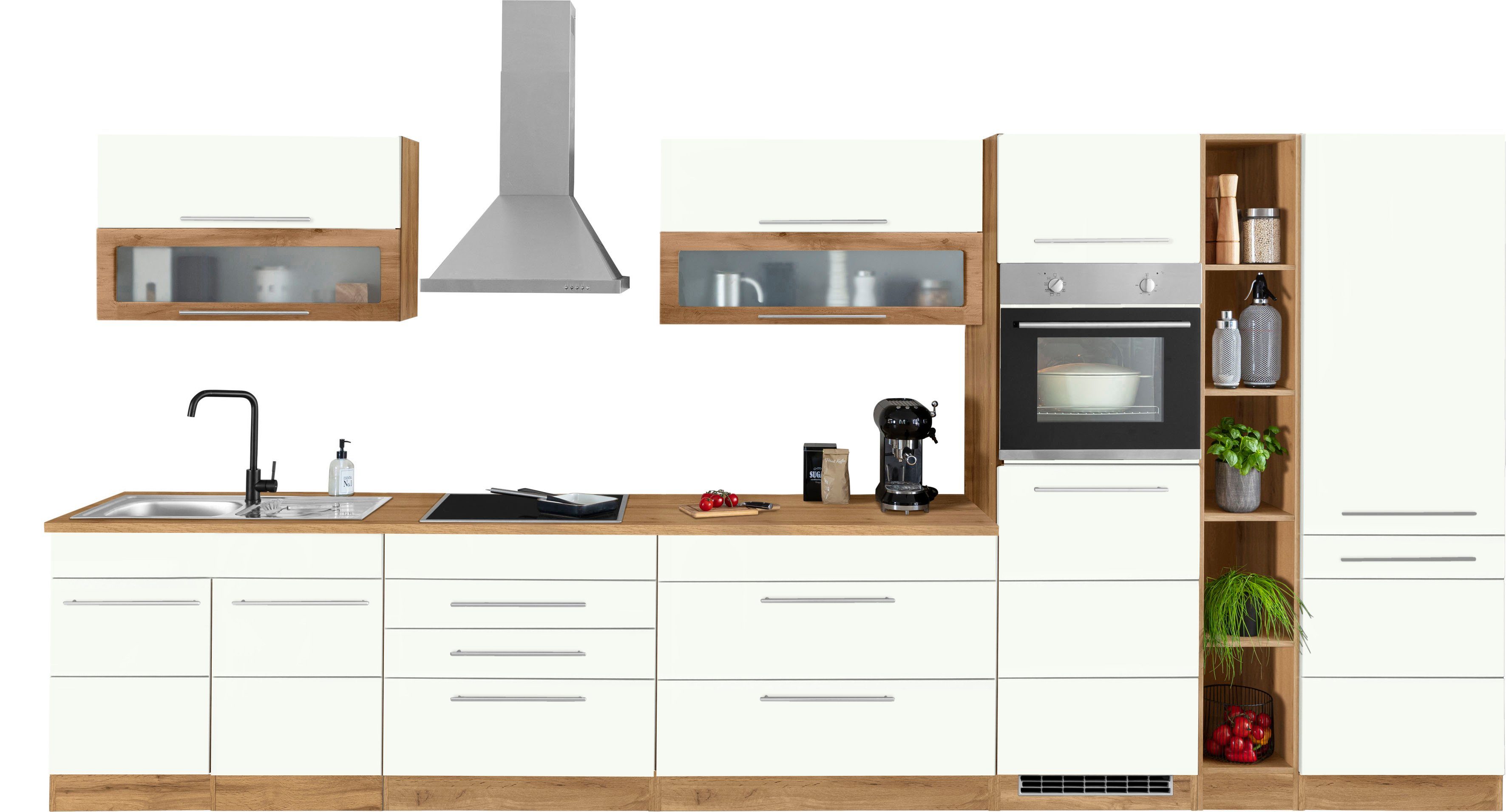 HELD MÖBEL Küchenzeile Wien, Breite 430 cm, wahlweise mit E-Geräten und Induktion